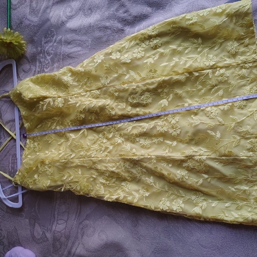 Yellow Floral Embroidered Dress